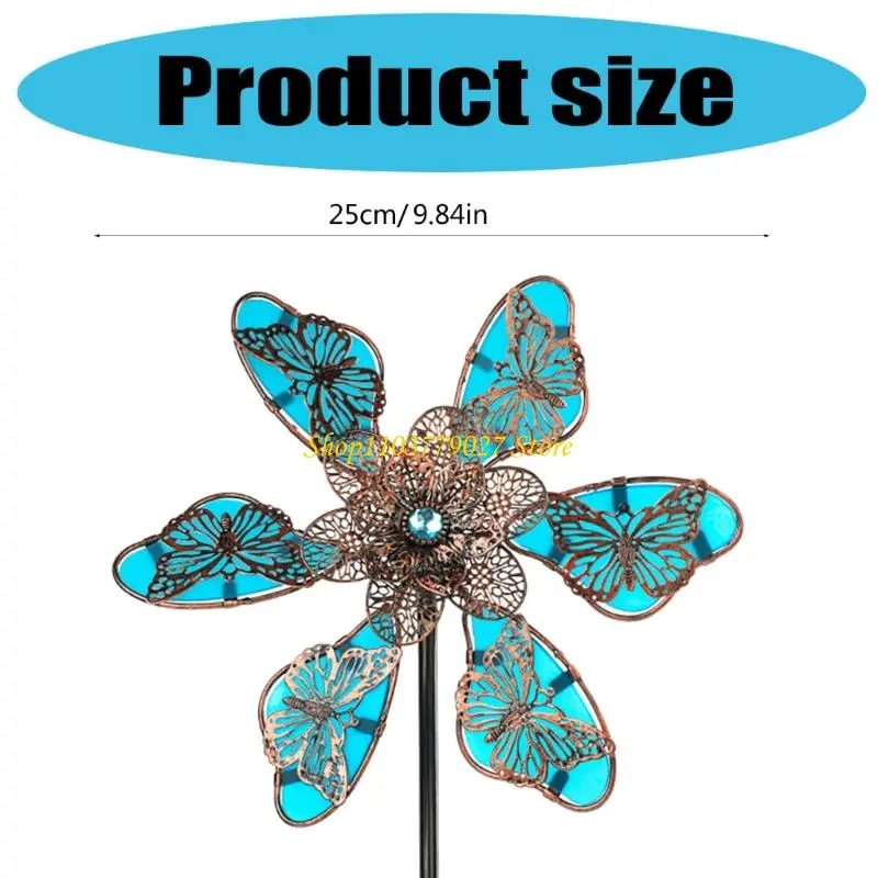 C4DF Handcrafted Metal Garden Wind Spinner Sculpture Metal Windmill Stake Weatherproof Yard Art Decoration For Outdoor Spaces