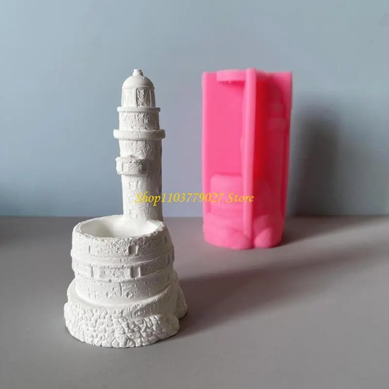 C4DF 3D Lighthouse Cup Molds Flower Pots Molds Silicone Mould Craft Supplies