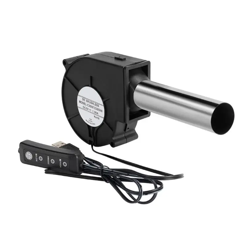 C4DF 9733 USB Powered 5V Blower Fan With Three Speed Settings For Outdoor Camping BBQ