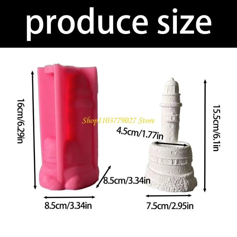 C4DF 3D Lighthouse Cup Molds Flower Pots Molds Silicone Mould Craft Supplies