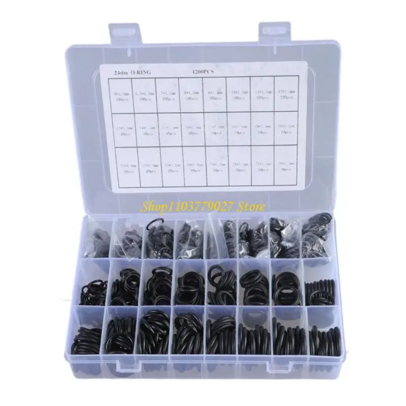 C4DF 1200Pcs Nitrile Rubber O Rings Kits Rubber O Rings Sealing Gasket Washer Seal Assortment Set Resist Oil and Heat O Rings