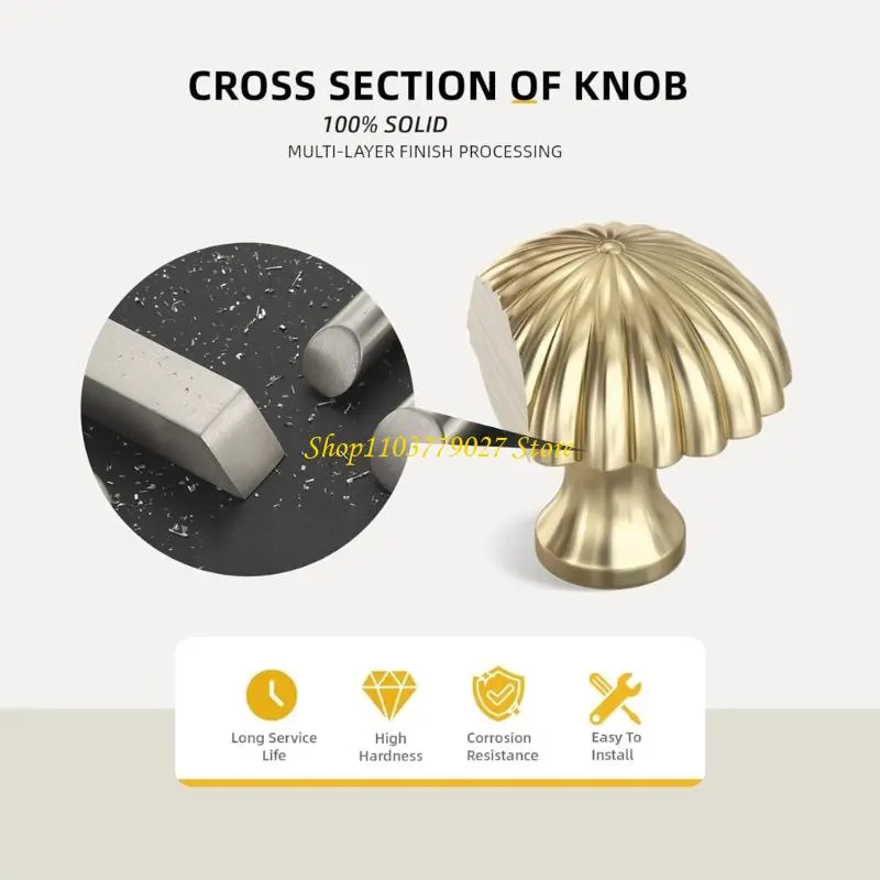 C4DF 2Pcs Round Stripe Drawer Door Pulls Brass Handles Home Furniture Hardware