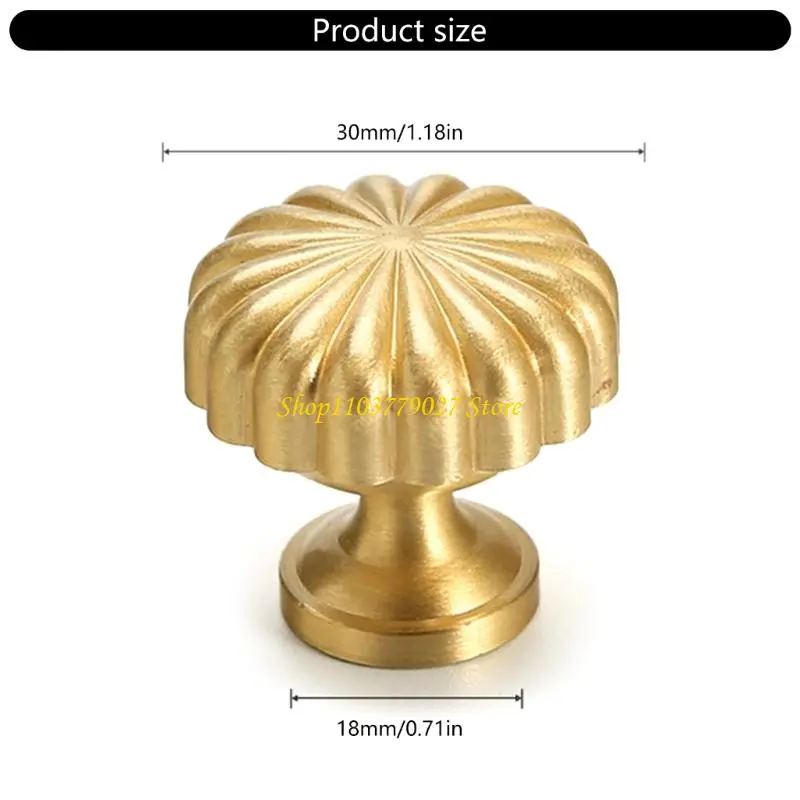 C4DF 2Pcs Round Stripe Drawer Door Pulls Brass Handles Home Furniture Hardware