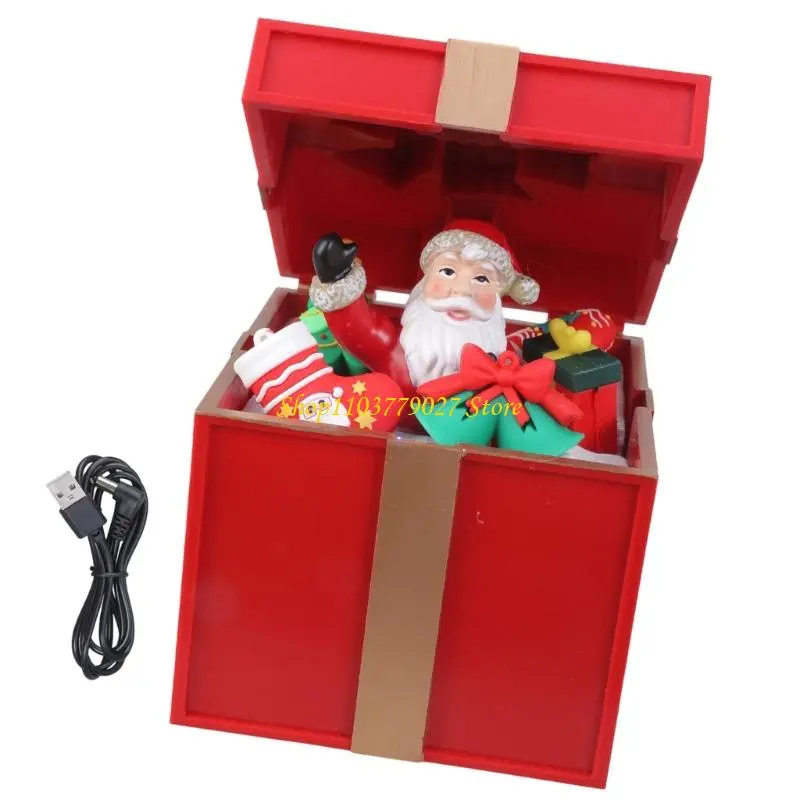 C4DF LED Musical Gift Boxes For Christmas Songs Playbacks Shatterproofs PC Materials Two Power Option Home Party Decoration