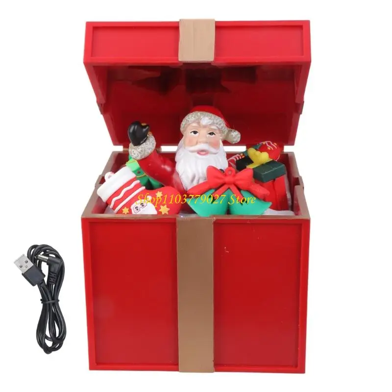 C4DF LED Musical Gift Boxes For Christmas Songs Playbacks Shatterproofs PC Materials Two Power Option Home Party Decoration