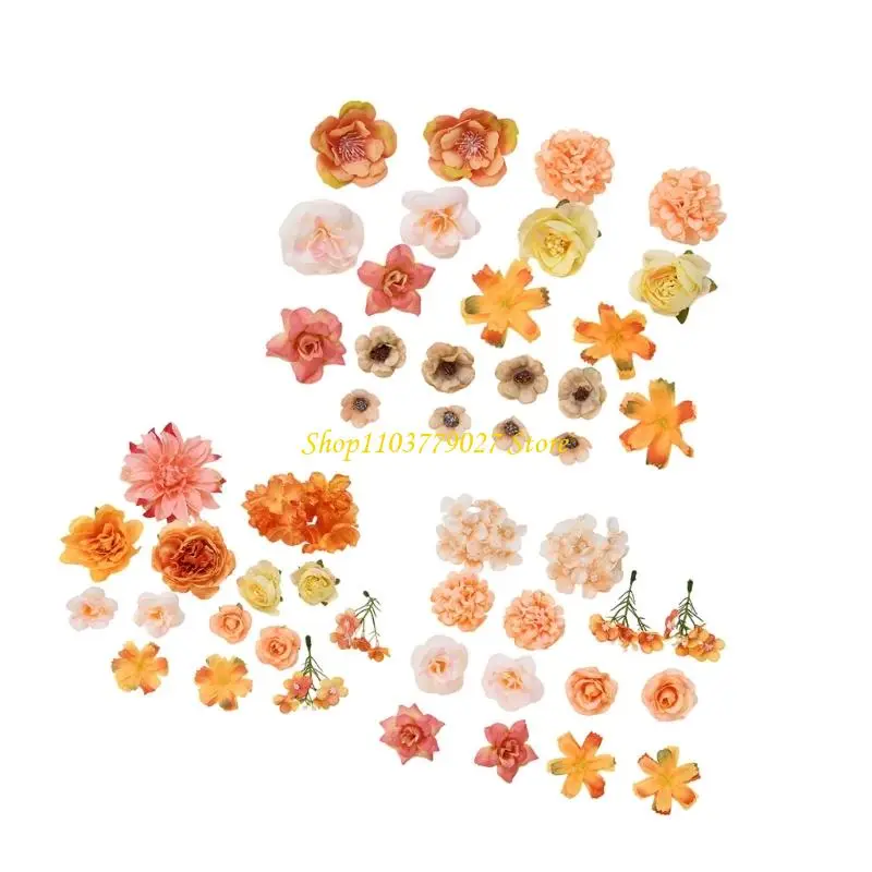 C4DF 28/49Pcs Realistic Artificial Flower Buds For Wedding Cake Wedding Bouquets Party Table Centerpieces Album Decoration