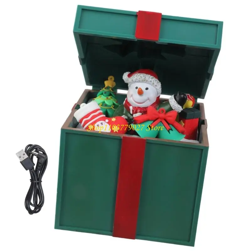 C4DF LED Musical Gift Boxes For Christmas Songs Playbacks Shatterproofs PC Materials Two Power Option Home Party Decoration