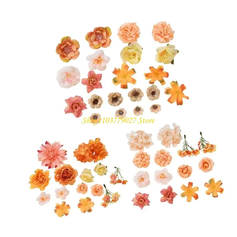 C4DF 28/49Pcs Realistic Artificial Flower Buds For Wedding Cake Wedding Bouquets Party Table Centerpieces Album Decoration