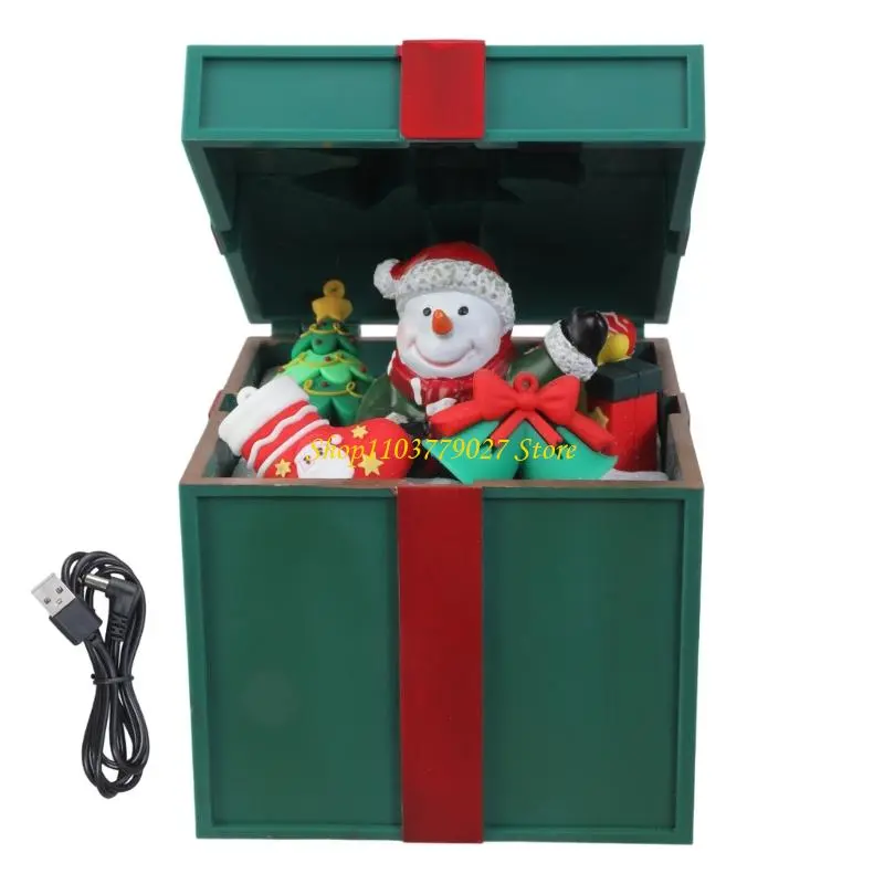 C4DF LED Musical Gift Boxes For Christmas Songs Playbacks Shatterproofs PC Materials Two Power Option Home Party Decoration