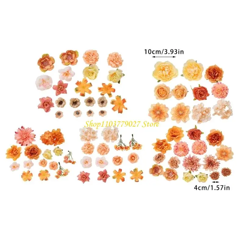 C4DF 28/49Pcs Realistic Artificial Flower Buds For Wedding Cake Wedding Bouquets Party Table Centerpieces Album Decoration