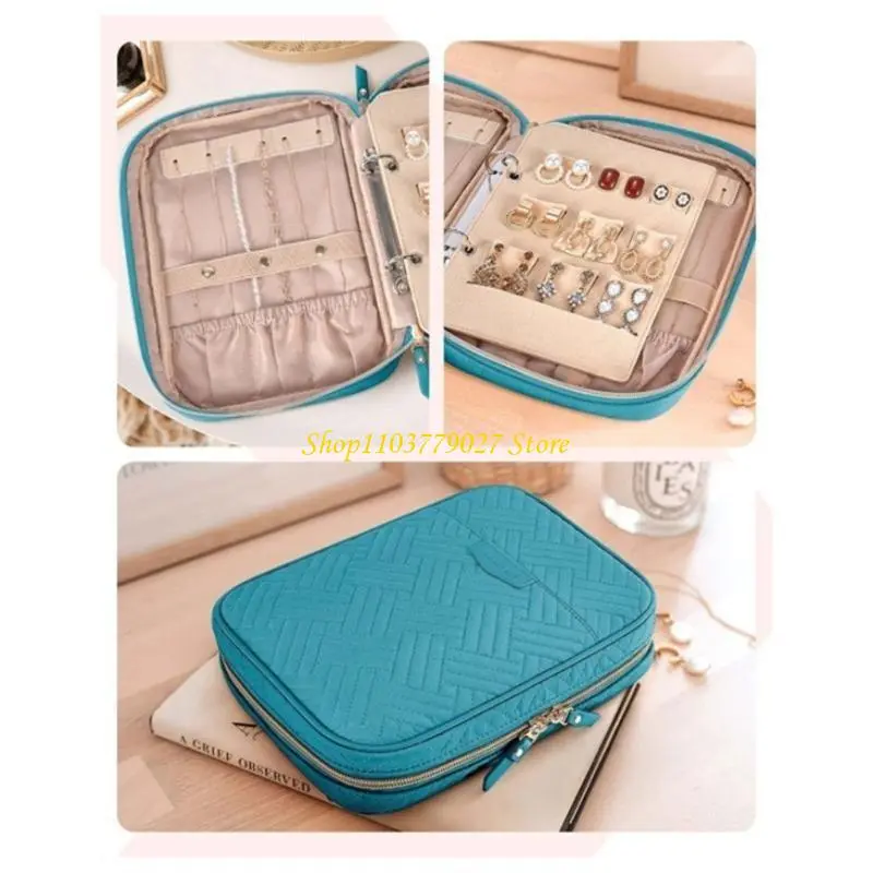 C4DF Jewelry Holder Binder Book Travel Case with Clear Pockets Necklace Earrings Bracelet Storage Box Zippered Organizers Bag
