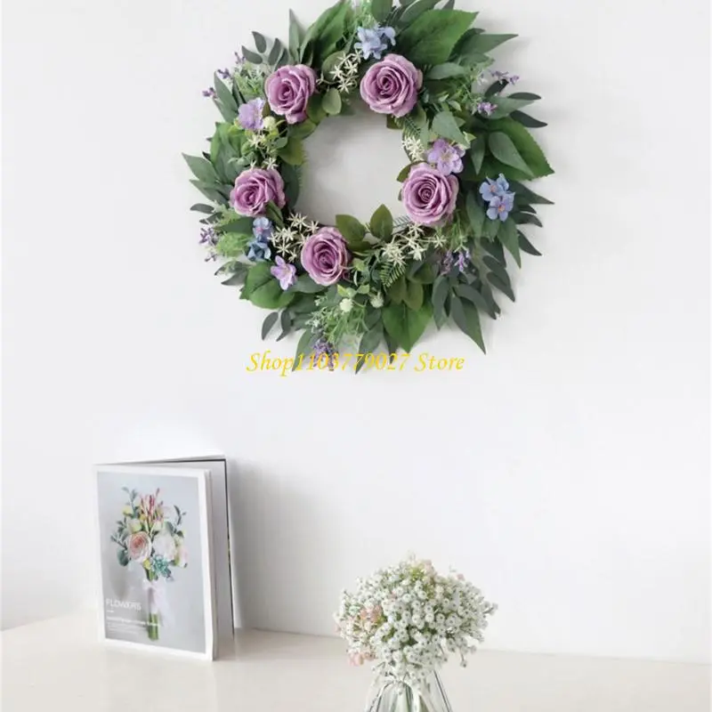 C4DF Realistic Artificial Rose Wreath for Wedding Valentines Indoor and Outdoor Use