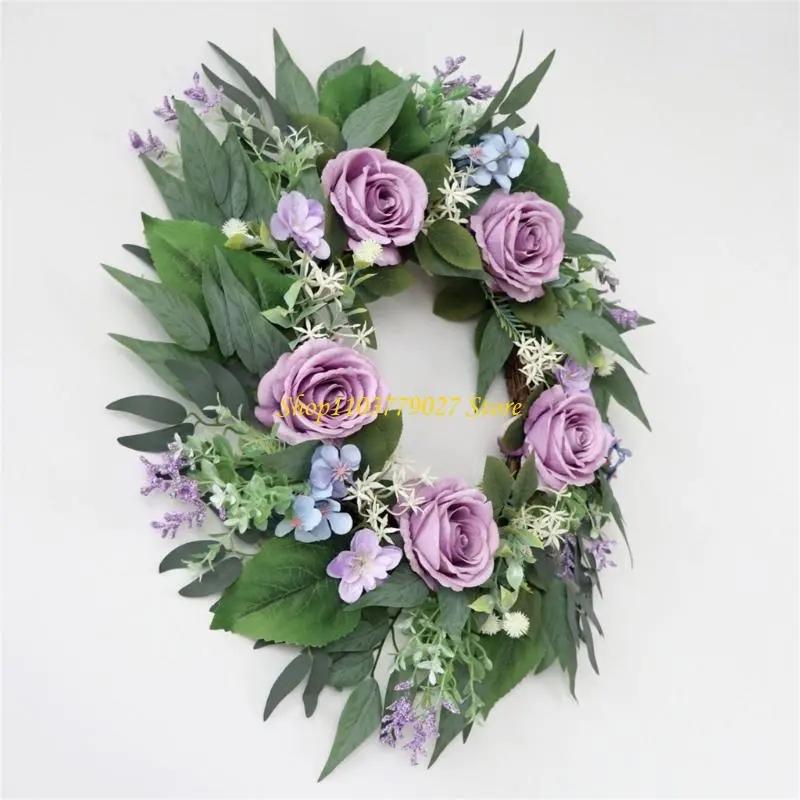 C4DF Realistic Artificial Rose Wreath for Wedding Valentines Indoor and Outdoor Use