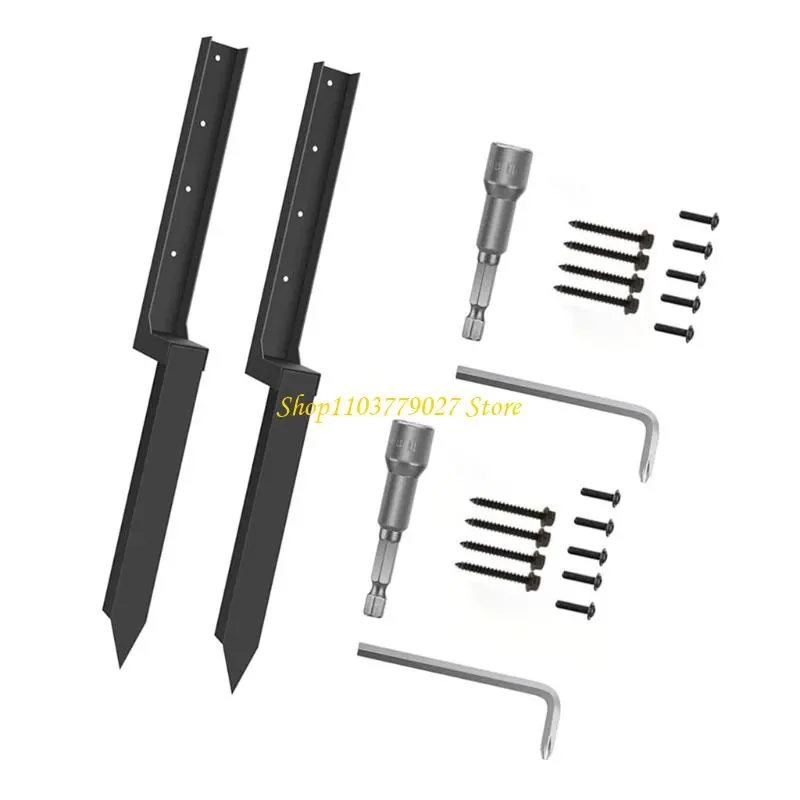 C4DF Thickened Fence Post Repair Kits Fence Post Anchors Ground Spikes Heavy Duty Fence
