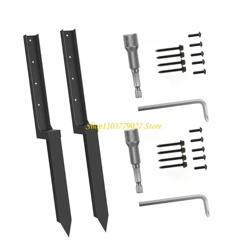 C4DF Thickened Fence Post Repair Kits Fence Post Anchors Ground Spikes Heavy Duty Fence
