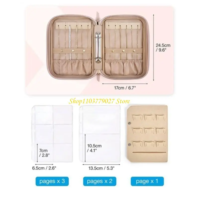C4DF Jewelry Holder Binder Book Travel Case with Clear Pockets Necklace Earrings Bracelet Storage Box Zippered Organizers Bag