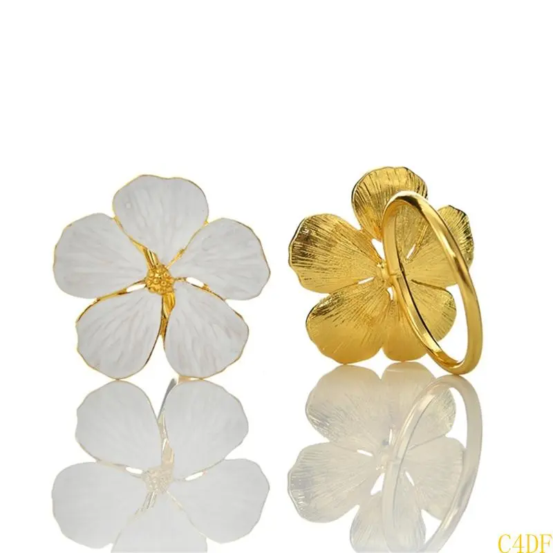 C4DF Pack of 6 Tissue Rings Unique Table Decorations Beautiful Flower Tissue Holders Serviettes Rings Suitable for Tissue