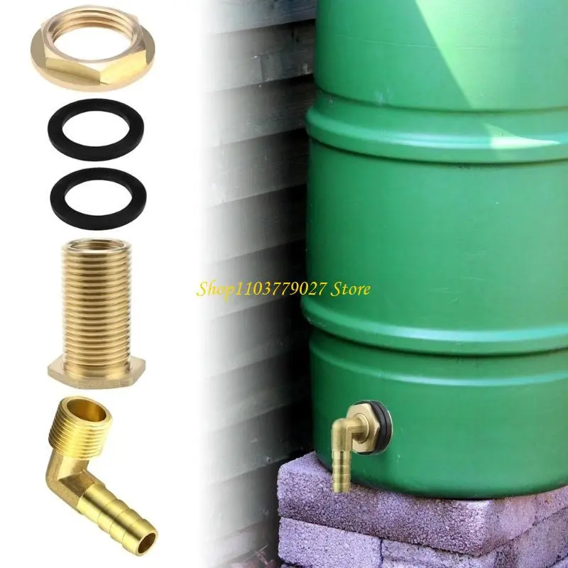 C4DF Brass Barrels Fittings with Rubber Seals Water tanks Connectors Corrosion Resistant Adapter Presions for Water Tanks