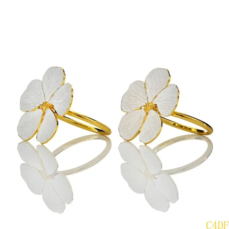 C4DF Pack of 6 Tissue Rings Unique Table Decorations Beautiful Flower Tissue Holders Serviettes Rings Suitable for Tissue