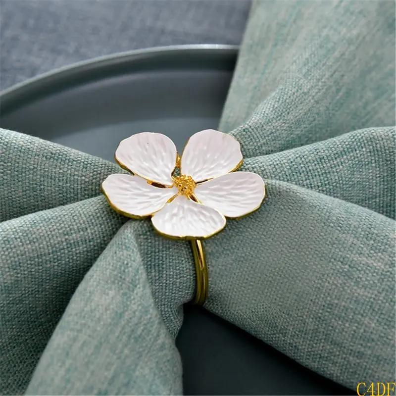 C4DF Pack of 6 Tissue Rings Unique Table Decorations Beautiful Flower Tissue Holders Serviettes Rings Suitable for Tissue
