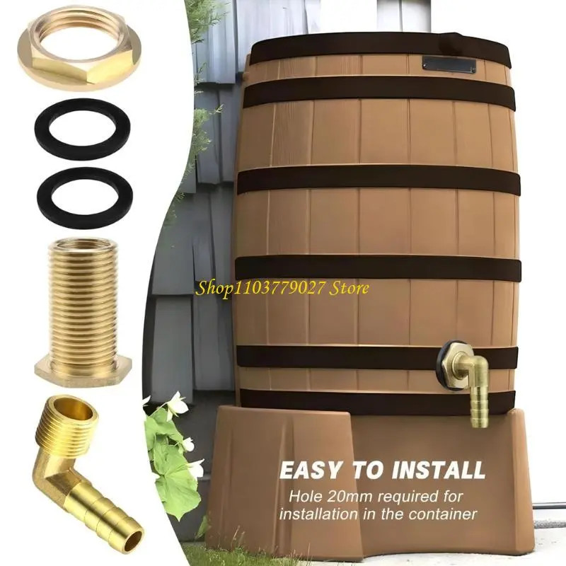 C4DF Brass Barrels Fittings with Rubber Seals Water tanks Connectors Corrosion Resistant Adapter Presions for Water Tanks