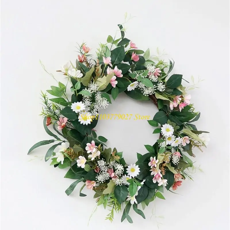 C4DF Artificial Flower Wreath Spring Wreath Plant Decoration for Indoor and Outdoor