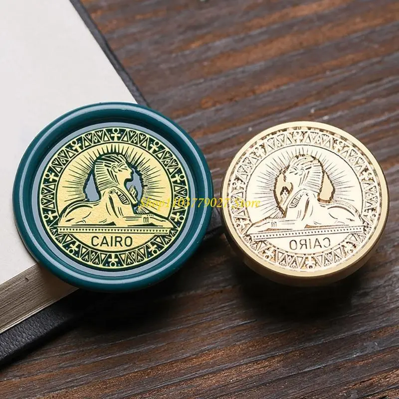 C4DF Vintage Seal Stamp Head with City Landmark Building Pattern for Seal Envelope Card Scrapbooking Craft Embellishment