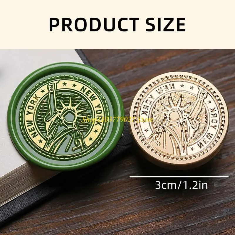 C4DF Vintage Seal Stamp Head with City Landmark Building Pattern for Seal Envelope Card Scrapbooking Craft Embellishment