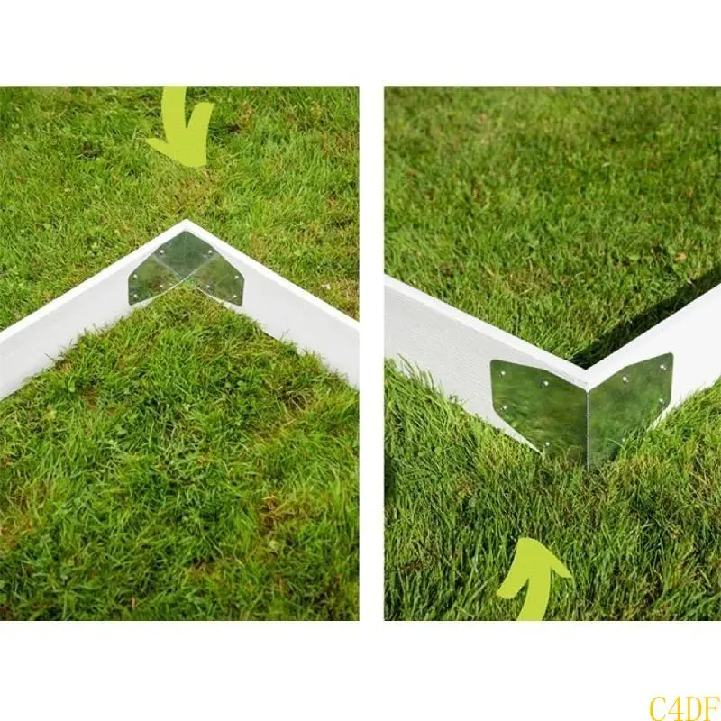 C4DF 4pcs Metal Shelf Bracket Connectors Garden Bed Corner Bracket L-Shaped Corner Brace Shelf Supporter for Park Furniture