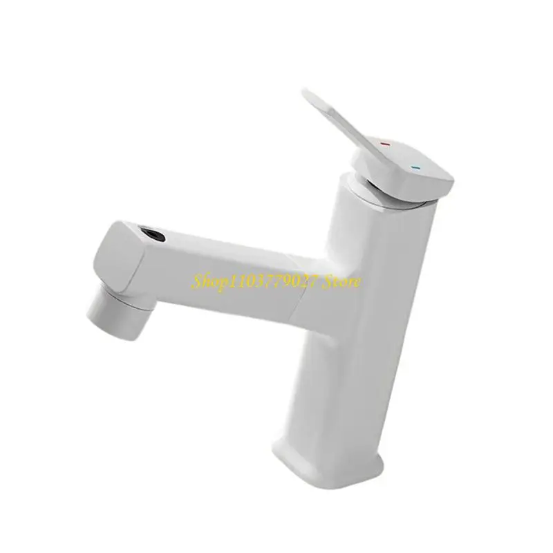 C4DF Brass Bathroom Sink Faucet Modern Pulls out Faucet Single Handle Hot and Cold Water Mixer Tap Easy to Install