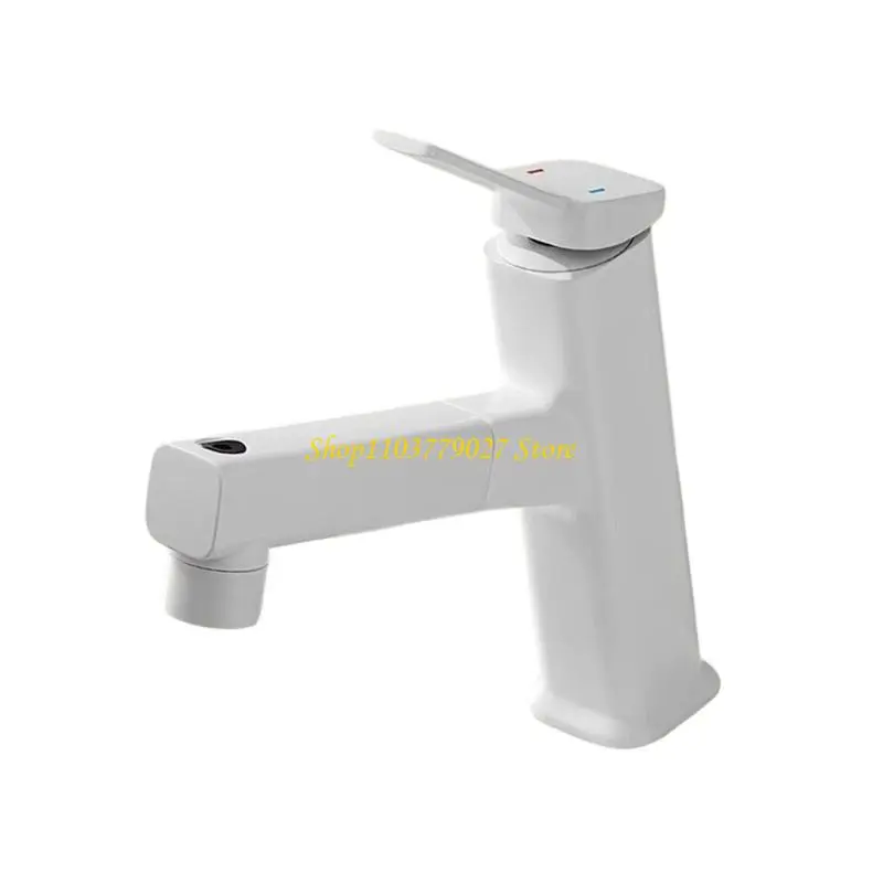 C4DF Brass Bathroom Sink Faucet Modern Pulls out Faucet Single Handle Hot and Cold Water Mixer Tap Easy to Install