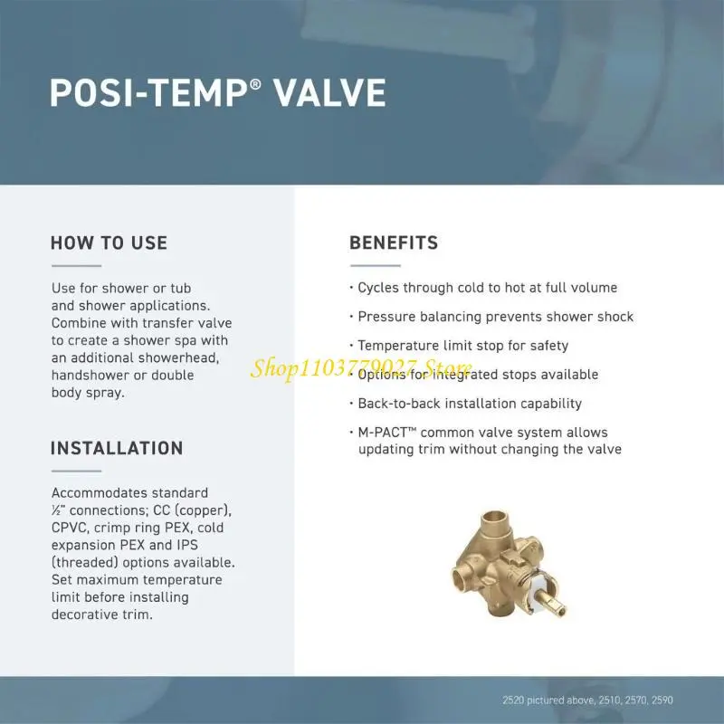 C4DF Brass Pressure Balanced Shower Valves Household Concealed Valves with Stops Shower Four Way Circulation Valves Easy to Use