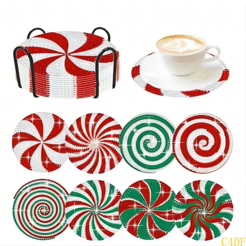 C4DF Diamond Drawing Coasters Kits with Holder for Beginners Adults and Kid DIY Craft