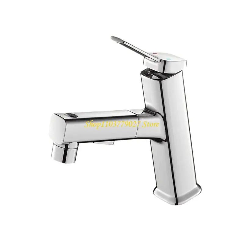 C4DF Brass Bathroom Sink Faucet Modern Pulls out Faucet Single Handle Hot and Cold Water Mixer Tap Easy to Install
