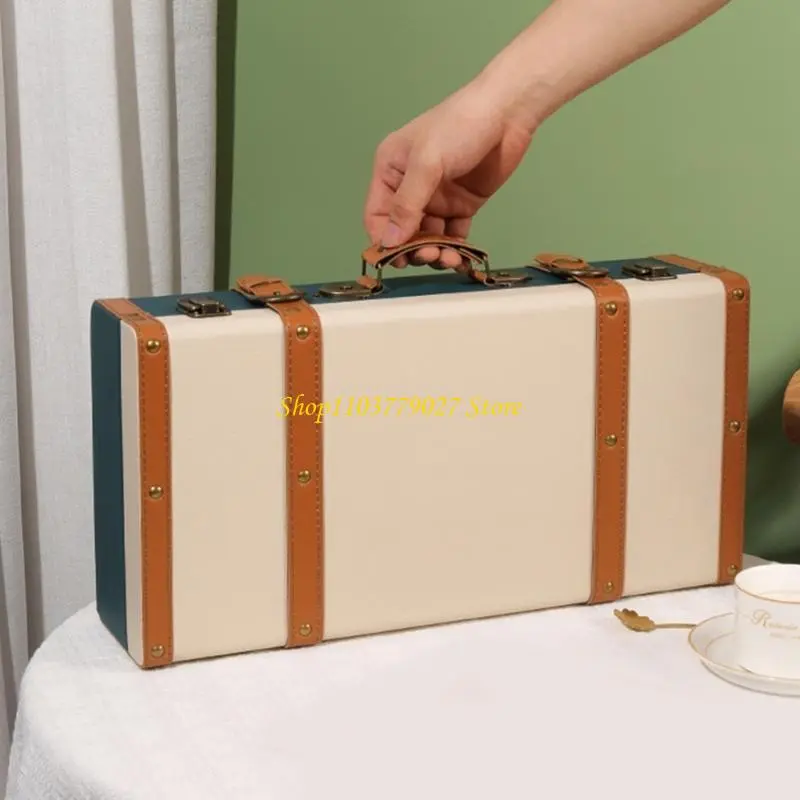 C4DF Decorative Suitcase Box Lightweight Handle Perfect for Gifts and Storage