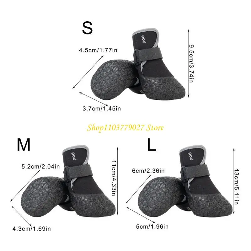 C4DF 4pcs Outdoor Pet Dog Shoes Permeable Dog Booties Warm Fleece Pet Shoes for Small Breeds Soft Soles