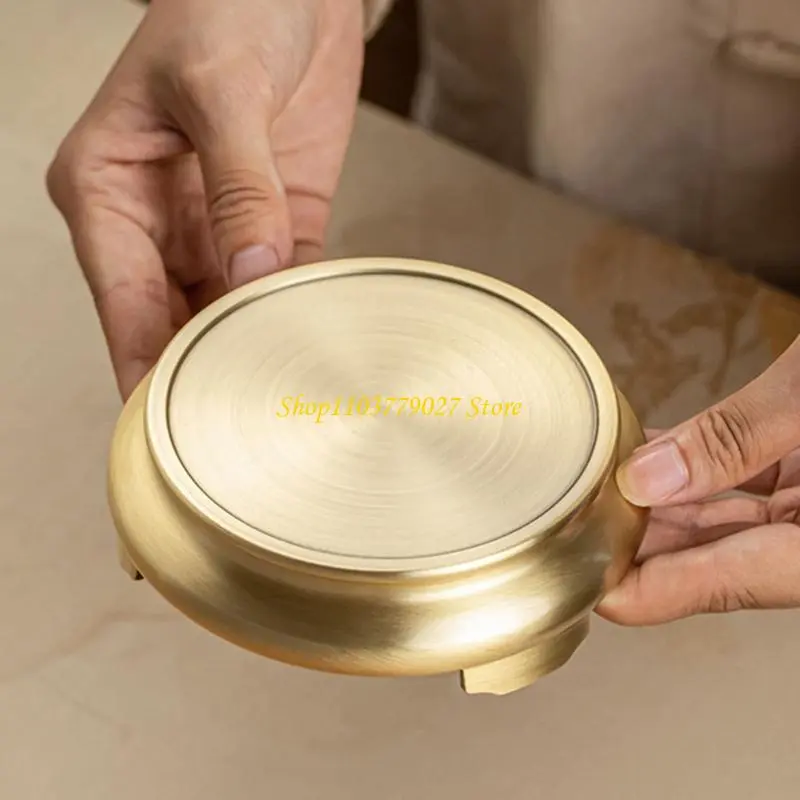C4DF Round Brass Incence Base Stand Holder Three Legged For Stability Enhances Home