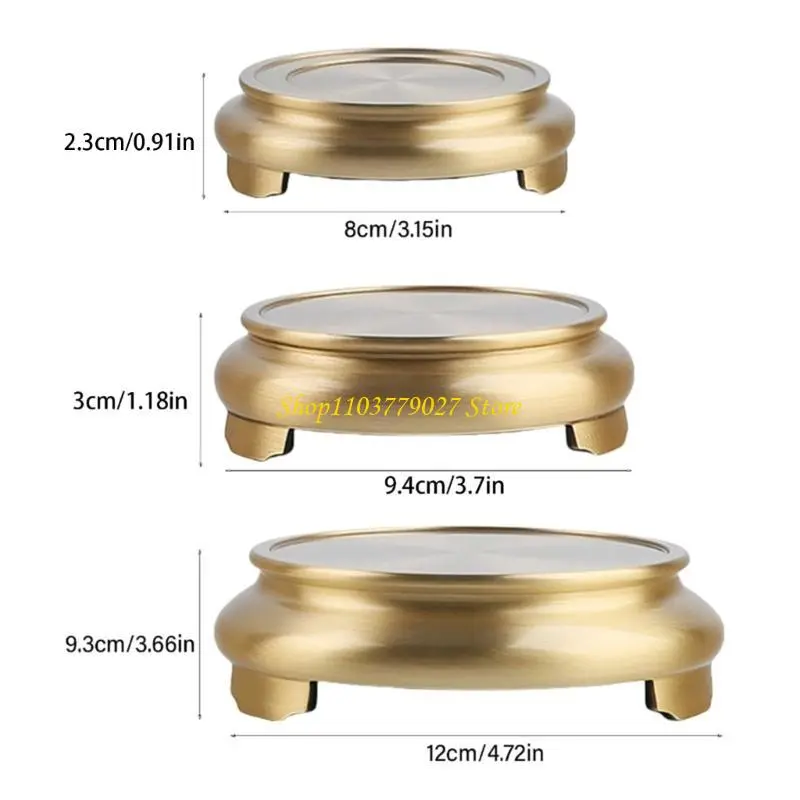 C4DF Round Brass Incence Base Stand Holder Three Legged For Stability Enhances Home