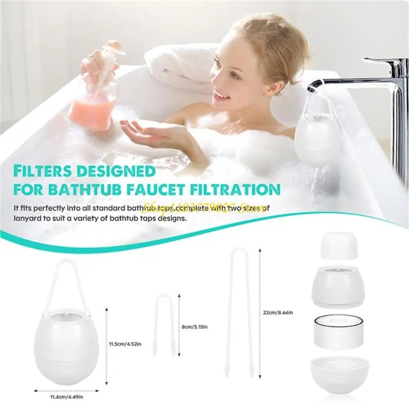 C4DF Bathtub Water Filter Hanging Tub Faucet Filter for Shower, Bathtub Faucet