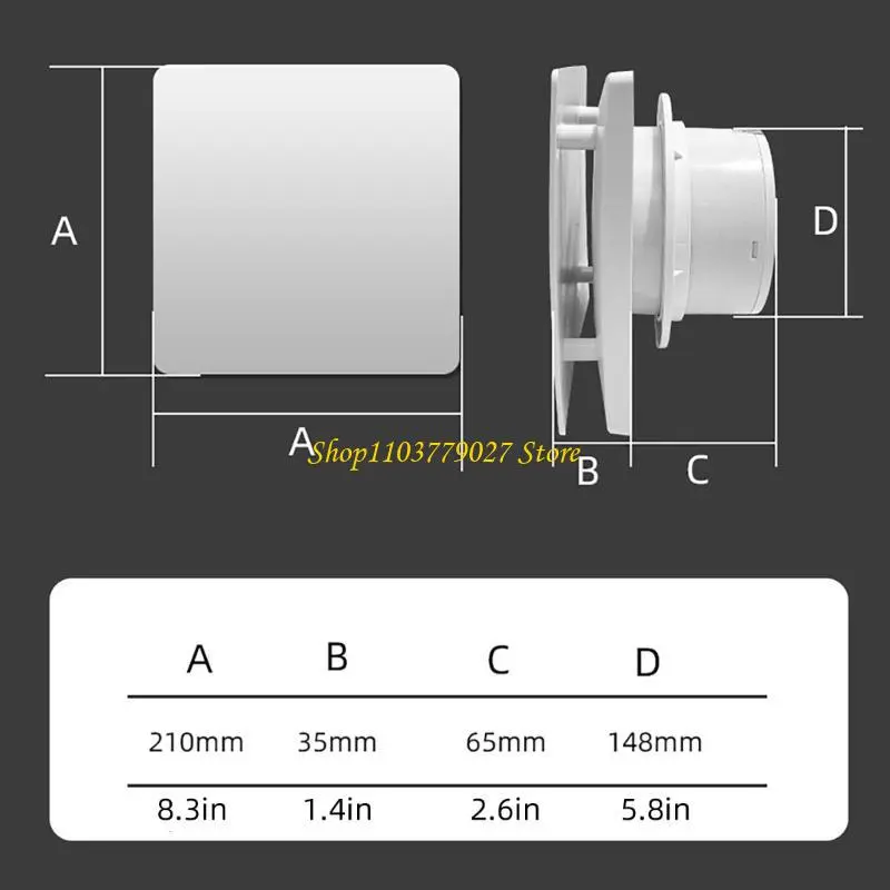 C4DF Remote Controls Wall Exhaust Fan 6inch Square Duct Fan Low Noise Ventilation Fan