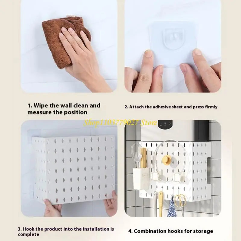 C4DF Multipurpose Adhesive Wall Shelf For Bathroom Kitchen Storage Without Damage ABS Pipe Cover Organizers Daily Use