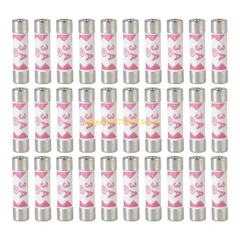 C4DF 30Pcs 6x25mm Fast Ceramic Tube Fuses Replacement Fast Blow Tube Fuses 3A Household Mains Plug Fuses Easy to Use