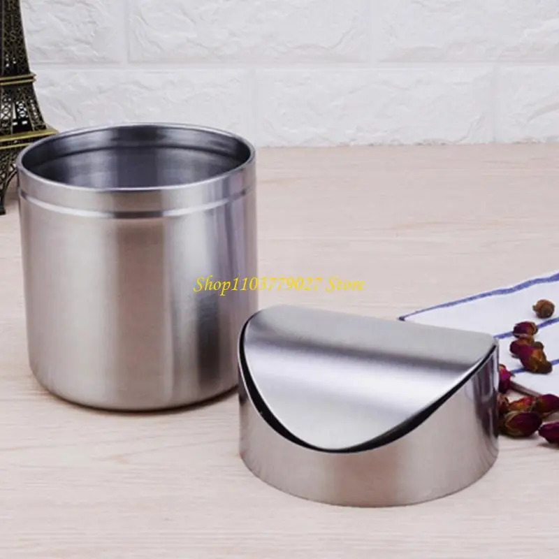 C4DF Miniature Stainless Steels Waste Container Swing Lid Bin Bathroom and Office Use