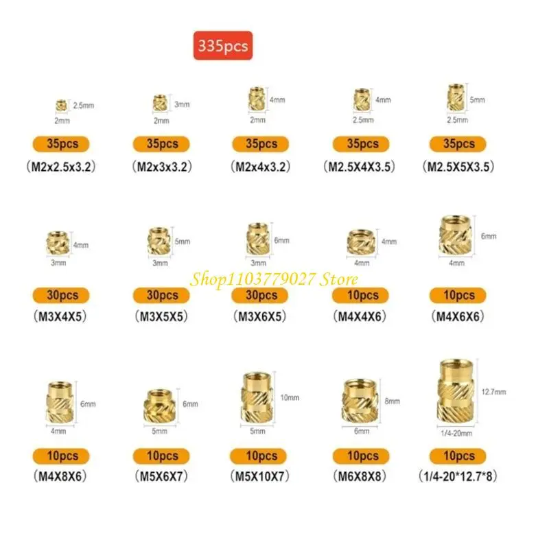 C4DF Brass Knurled Inserts 335/360pcs for Professional and Plastic Projects