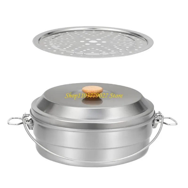 C4DF Kitchen Steamers Pots Multifuntional Fish Steaming Pans 304Stainless Steel Texture Outdoor Use for Cooking Vegetables