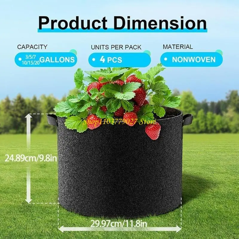 C4DF Premium Fabric Planting Bags Thickened Materials Gardening Pots Drainage Design