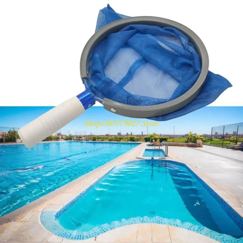 C4DF Efficient Pool Skimmer with Fine Mesh for Catching Small Debris Swimming Pool Debris Removal Tool Aluminum Handle Net