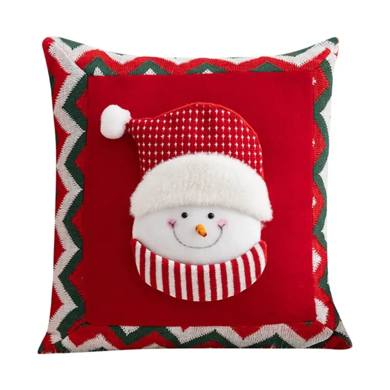 Y1UB Christmas Santa Snowman Throw Pillow Cover Couch Room Bedroom Cushions Cover
