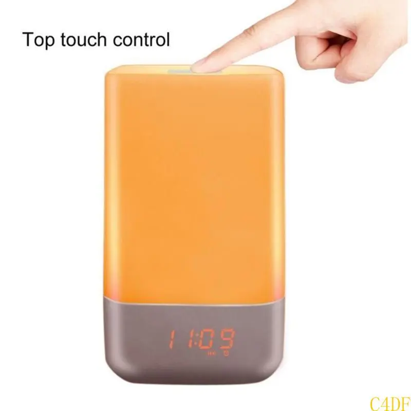 C4DF Wake Up Light Alarm Clock Bedsides Lamp With Sunrising Sunset Simulation For Natural Awake Bedsides Table Lamp