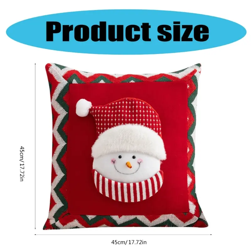 Y1UB Christmas Santa Snowman Throw Pillow Cover Couch Room Bedroom Cushions Cover